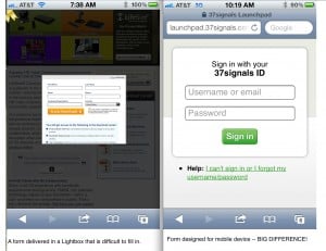 Mobile-Forms compare a lead generation form on mobile