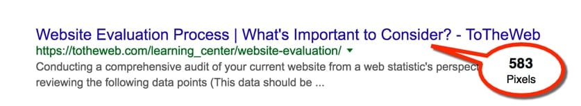 Example of Title Tag Shown in New Pixel Width
